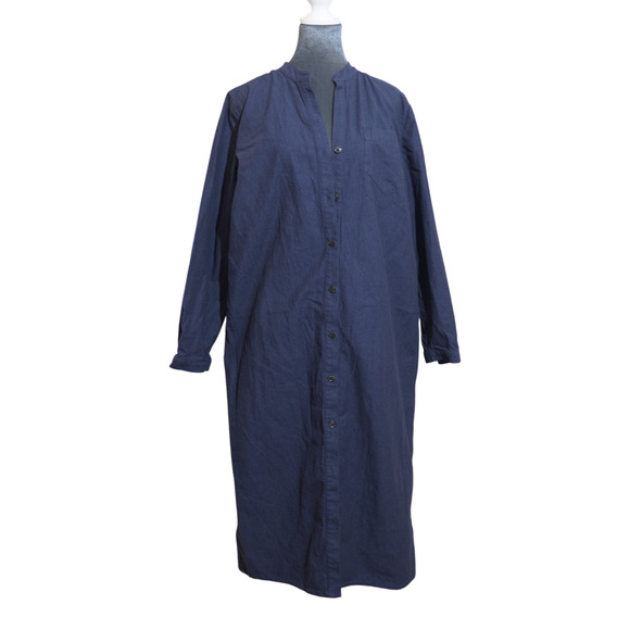 Ann Taylor Dresses & Skirts - Ann Taylor Denim Maxi Dress Sz 14 Long Sleeve Button Up Belted Chambray India